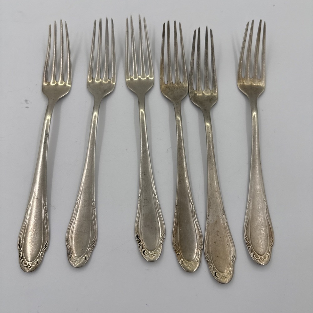 Set Of Six German Vintage Silvia Silver plated Forks Rococo Style